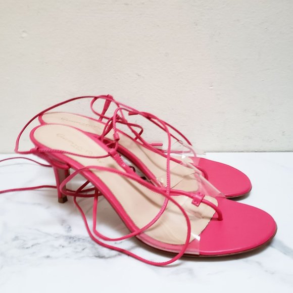 Gianvito Rossi *NEW* Gwyneth PVC Pink Leather Sandals - Picture 4 of 12